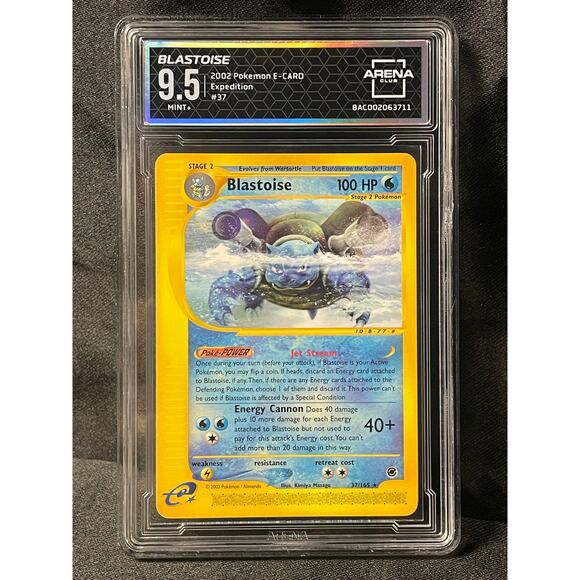 2002 Blastoise #37 Pokémon Expedition ArenaClub Graded MINT+ 9.5 - Picture 1 of 4